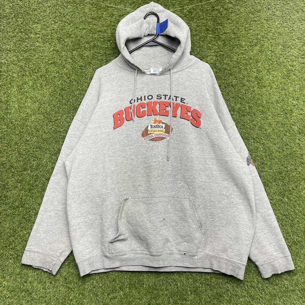 Vintage Ohio State Buckeyes Hoodie Mens 2XL Gray NCAA Football Alstyle 2000s